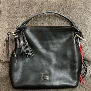 SOLD Dooney & Bourke Black Florentine Leather Twist Strap Hobo Bag